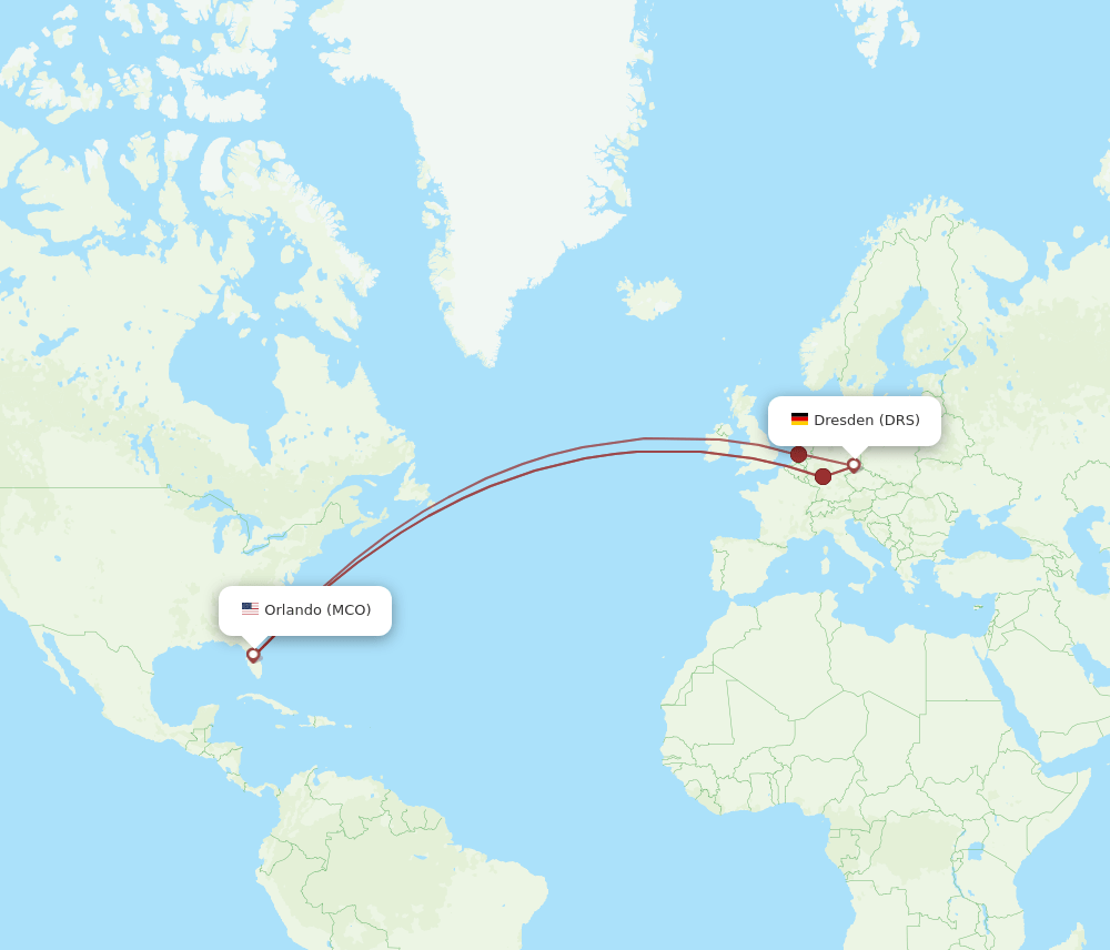 MCO-DRS flight routes