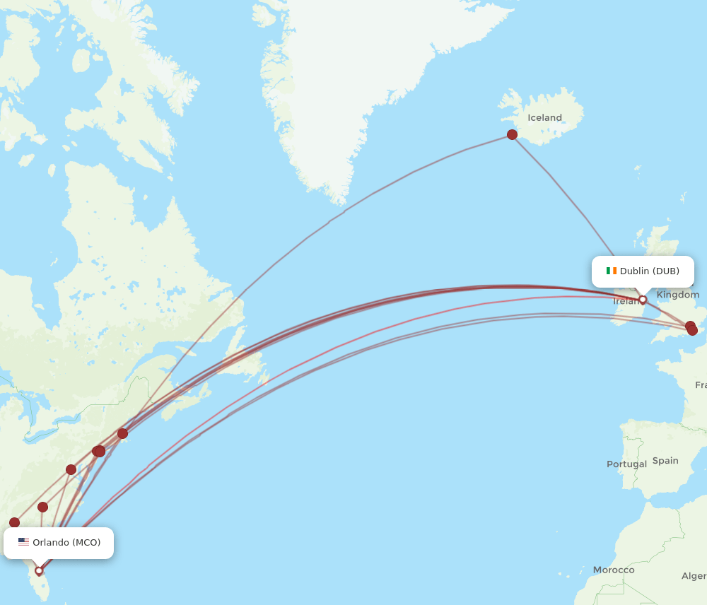 MCO-DUB flight routes