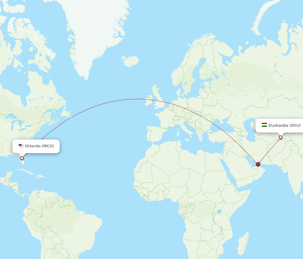 MCO-DYU flight routes