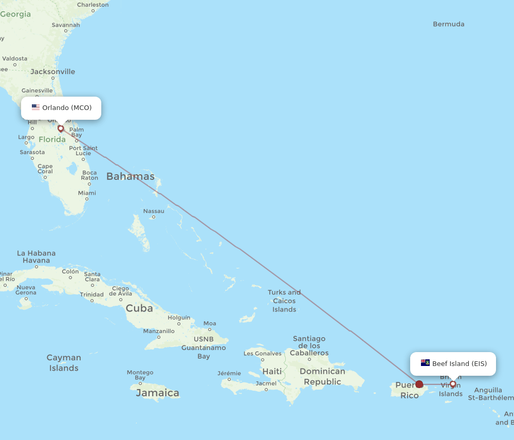 MCO-EIS flight routes