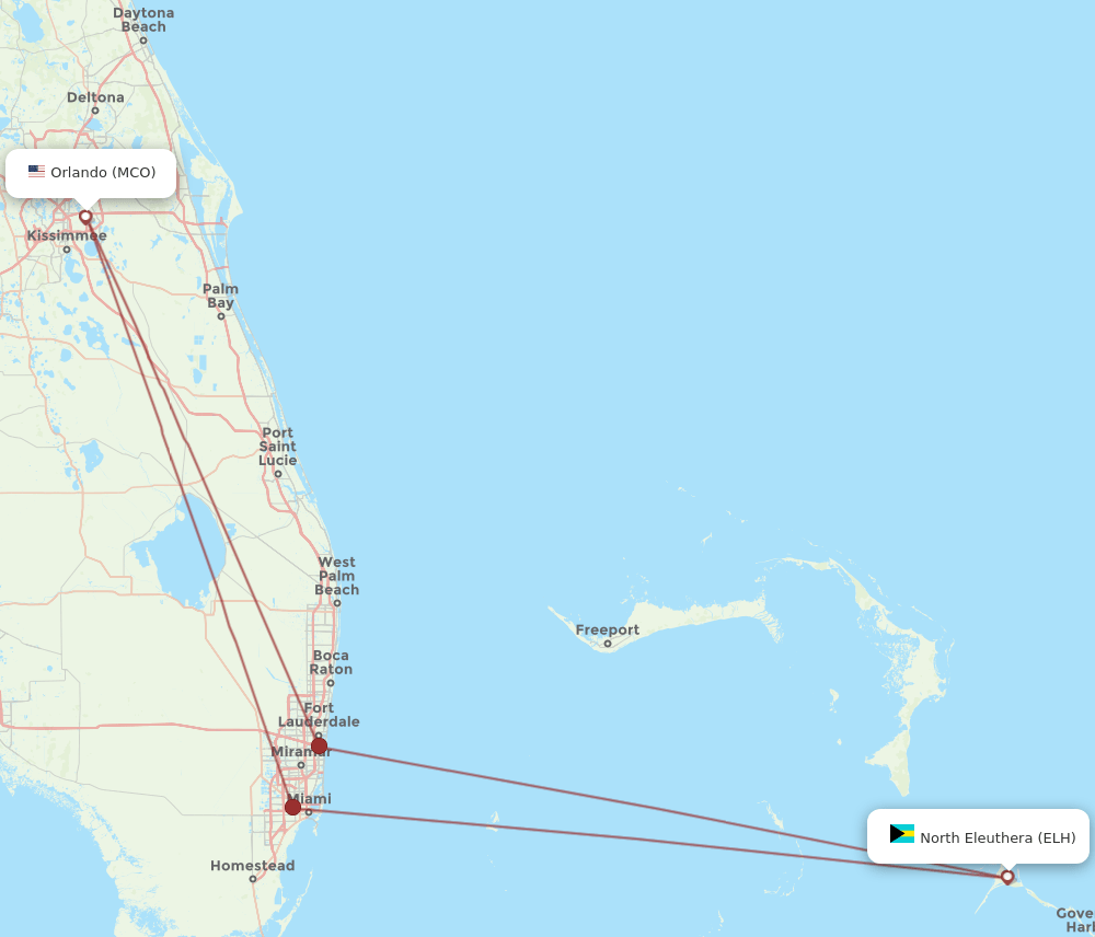 MCO-ELH flight routes