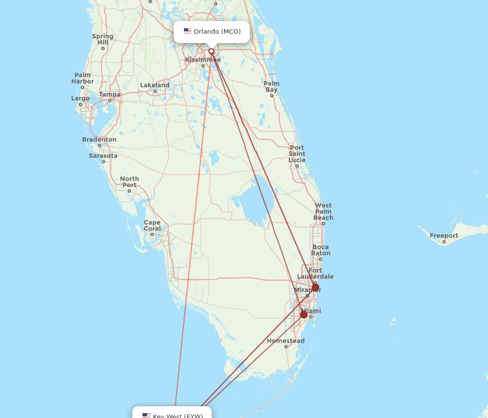 MCO-EYW flight routes