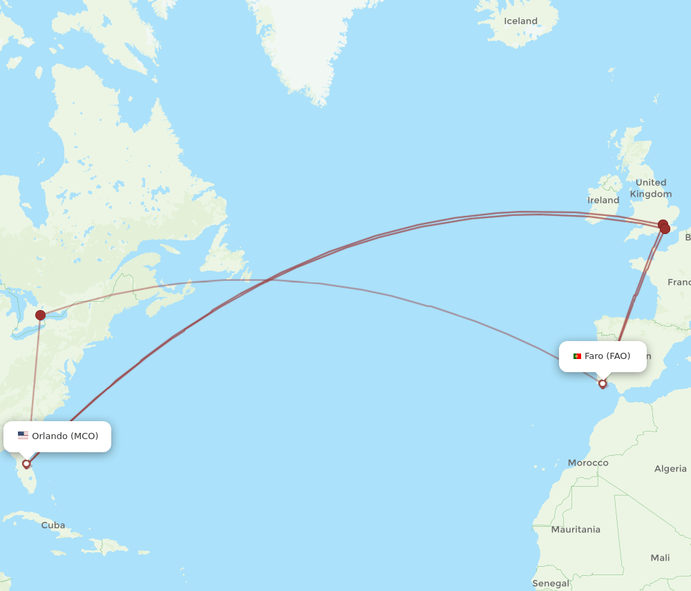 MCO-FAO flight routes