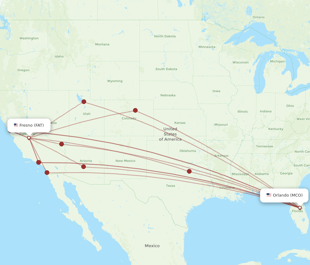 MCO-FAT flight routes