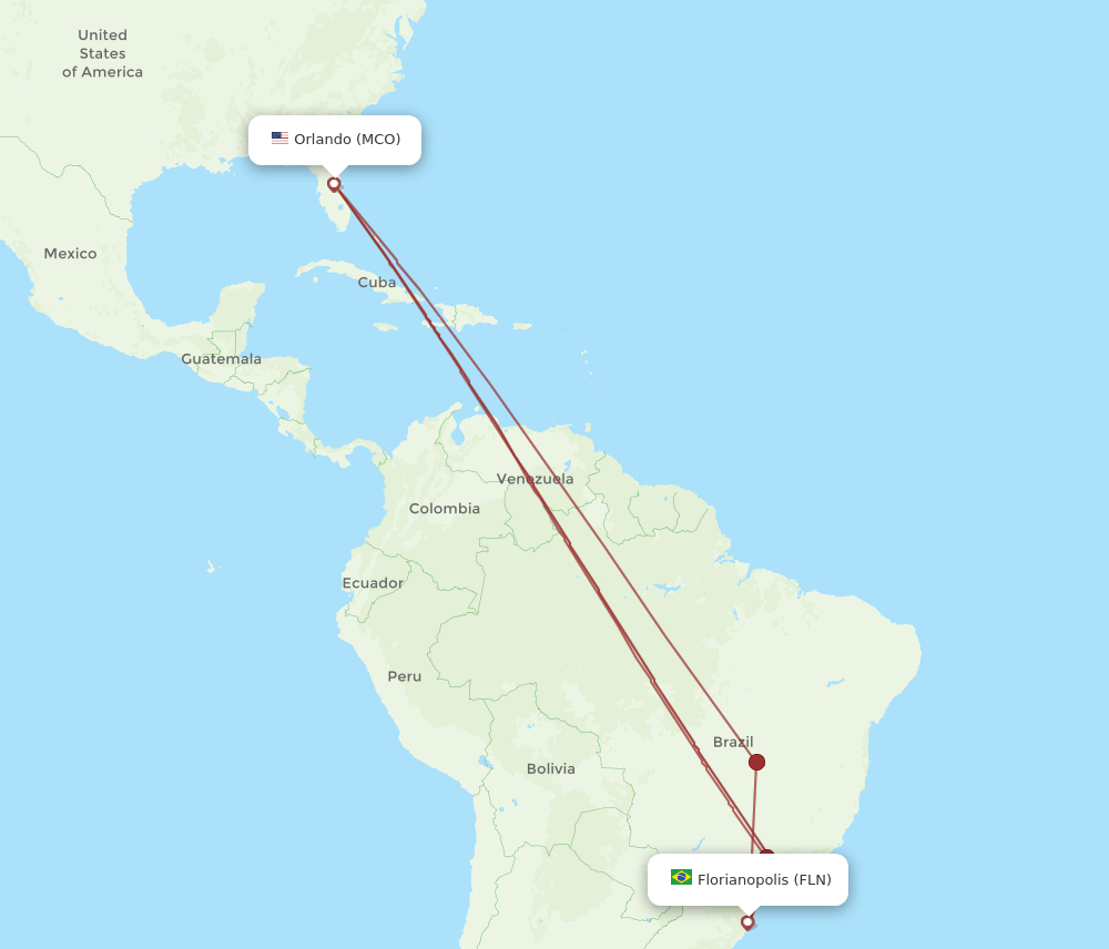 MCO-FLN flight routes
