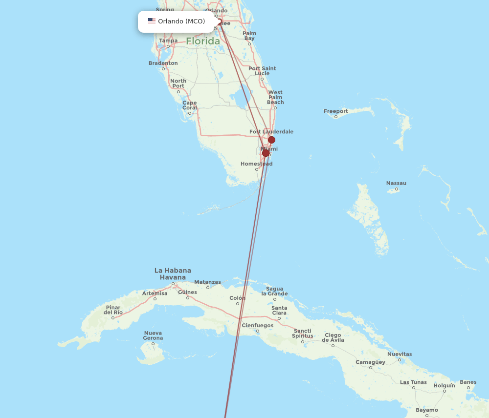 MCO-GCM flight routes