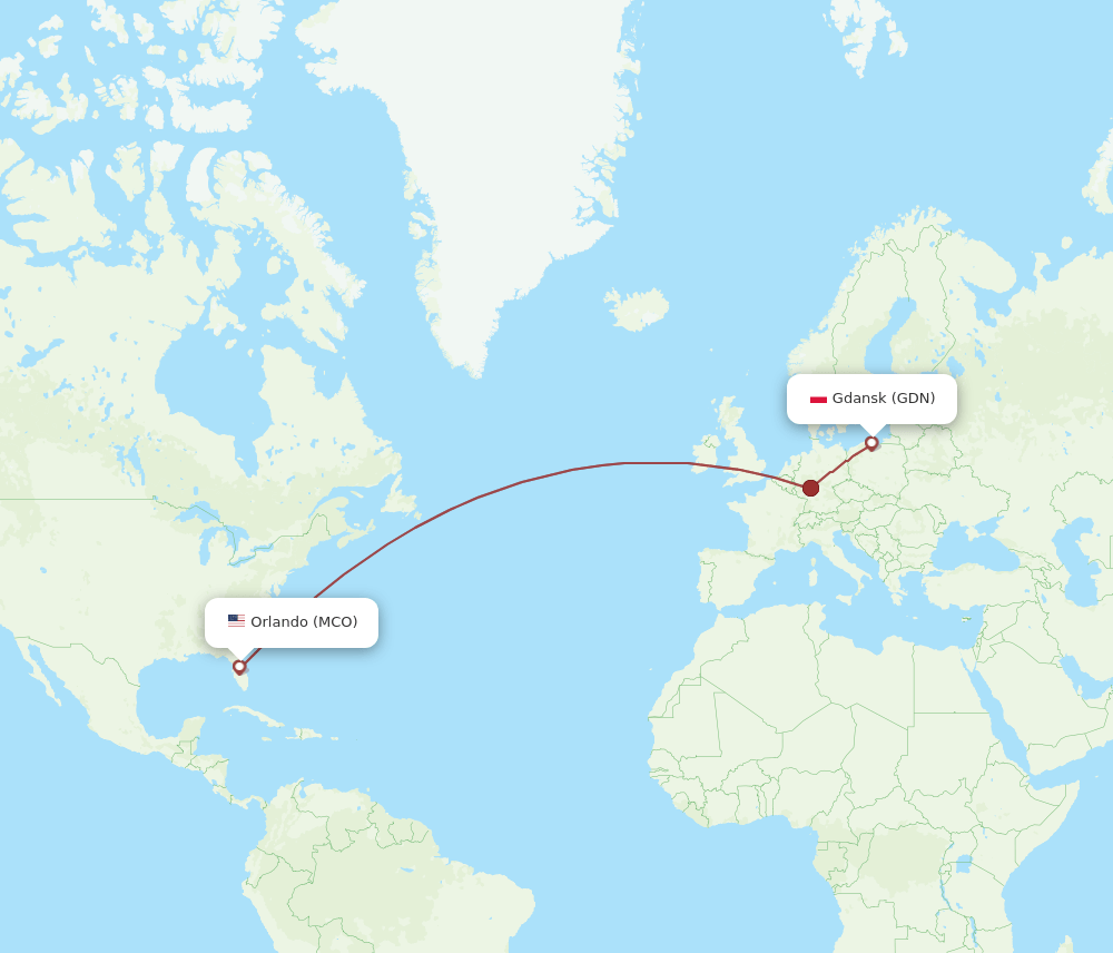 MCO-GDN flight routes