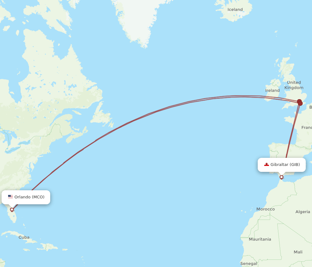 MCO-GIB flight routes