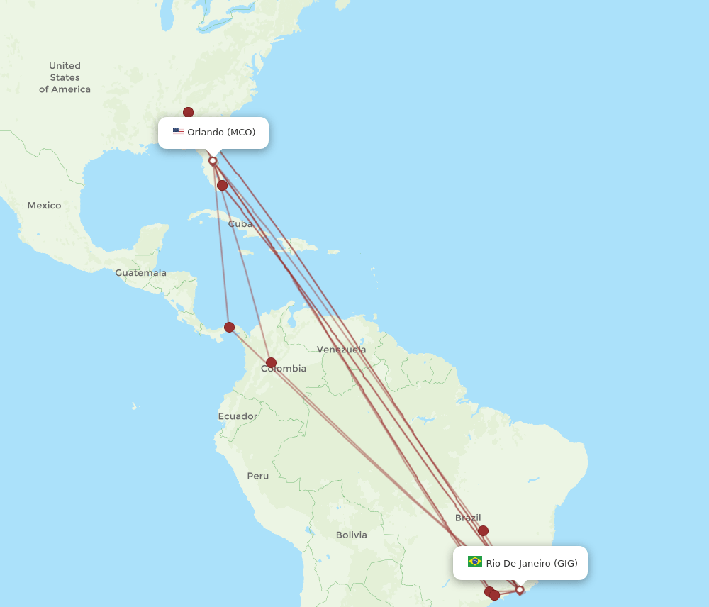 MCO-GIG flight routes
