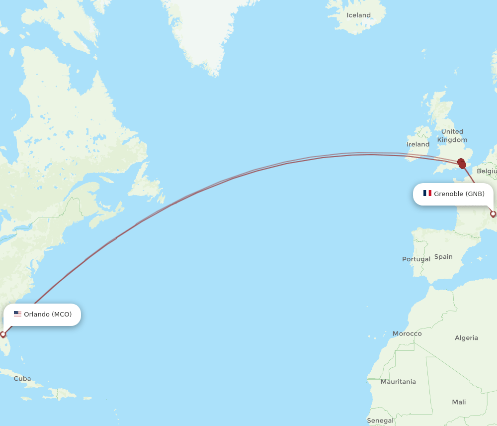 MCO-GNB flight routes