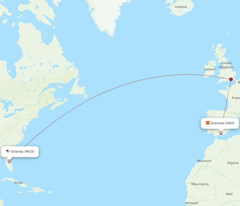 MCO-GRX flight routes