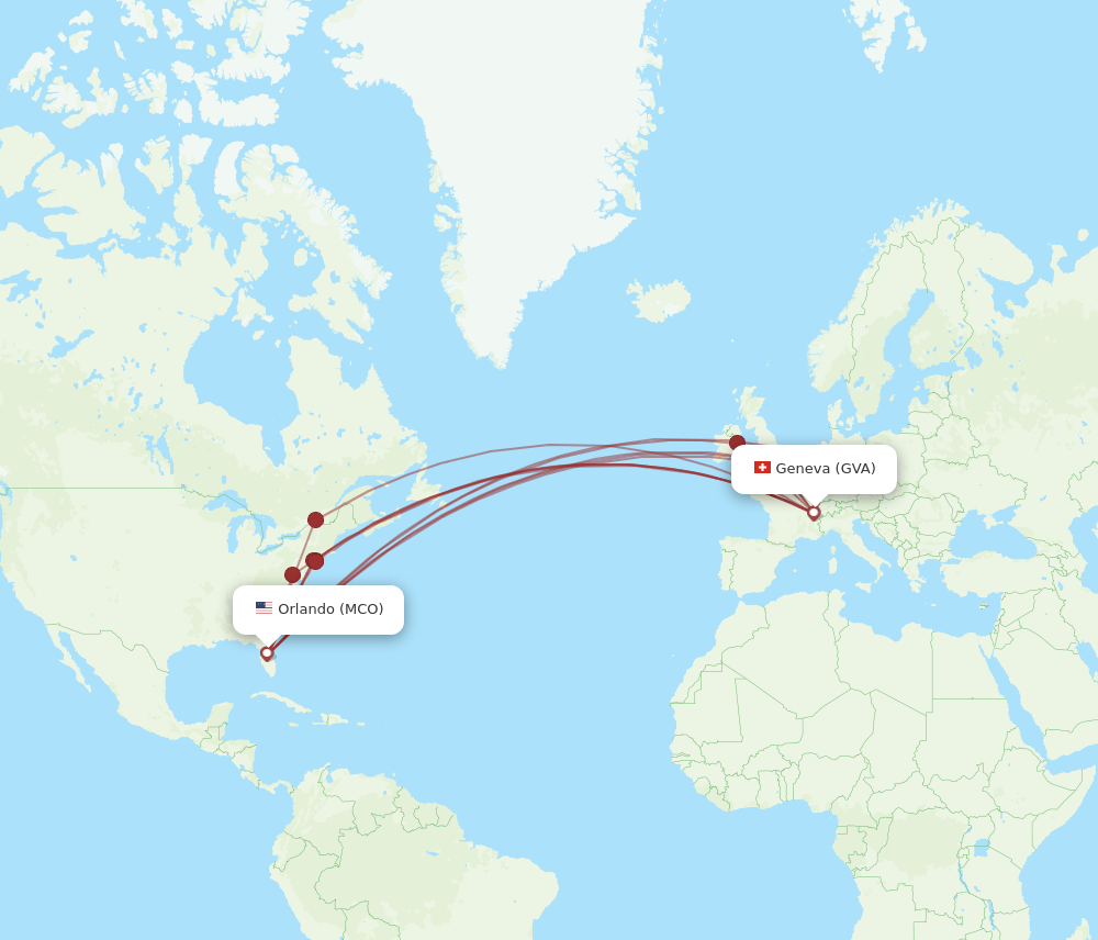MCO-GVA flight routes