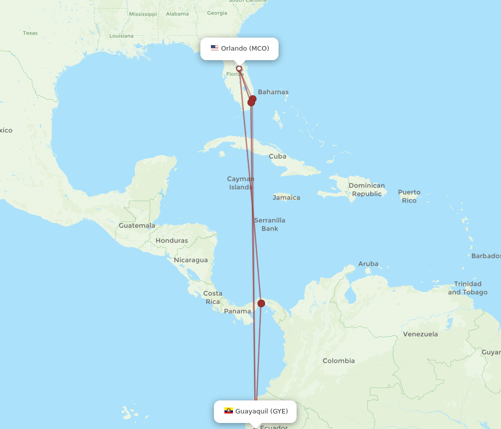 MCO-GYE flight routes