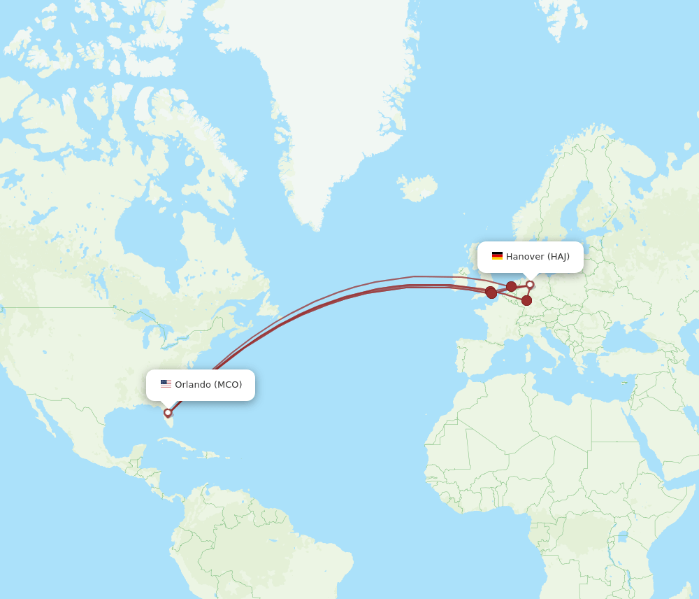 MCO-HAJ flight routes