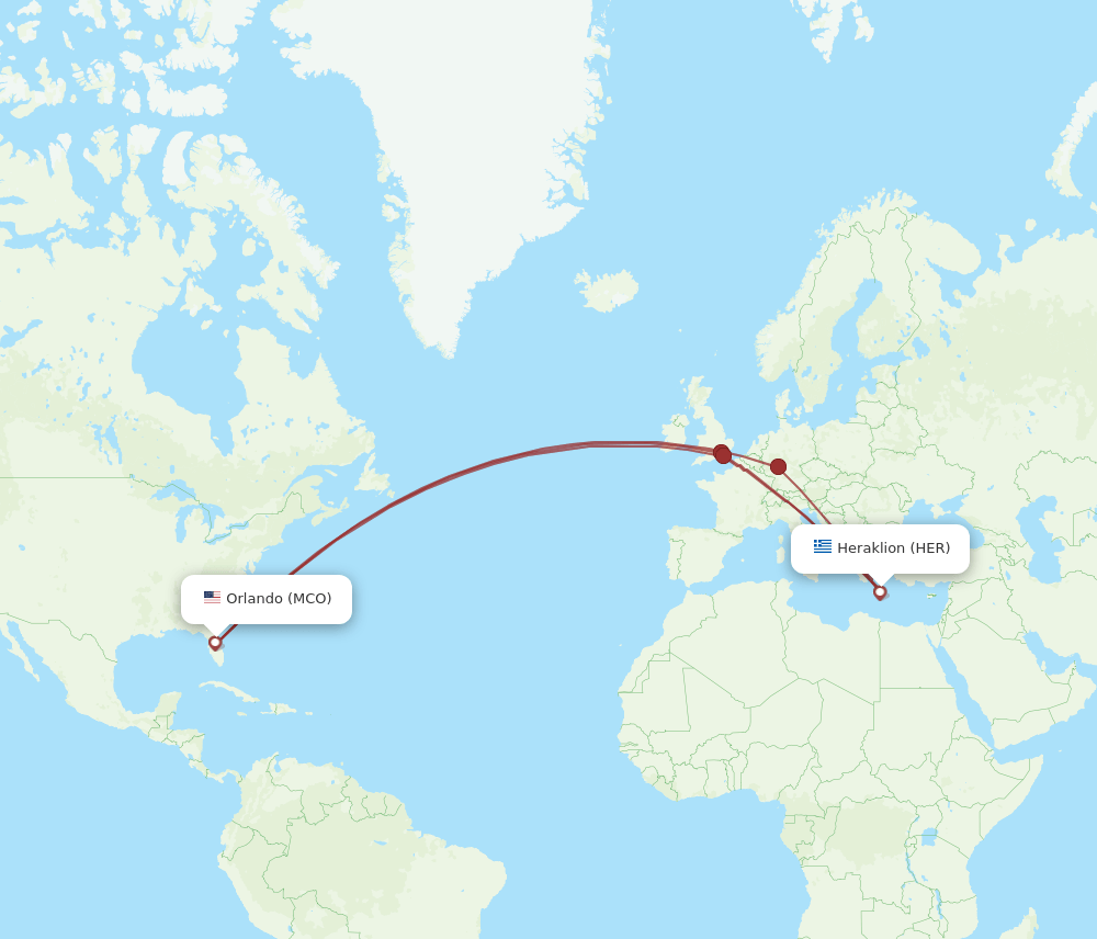 MCO to HER flights and routes map
