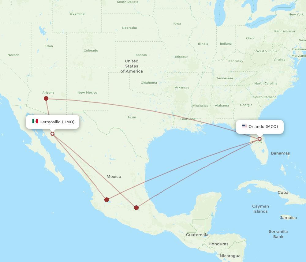 MCO-HMO flight routes
