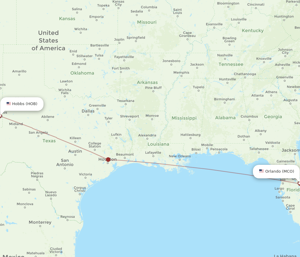 MCO-HOB flight routes