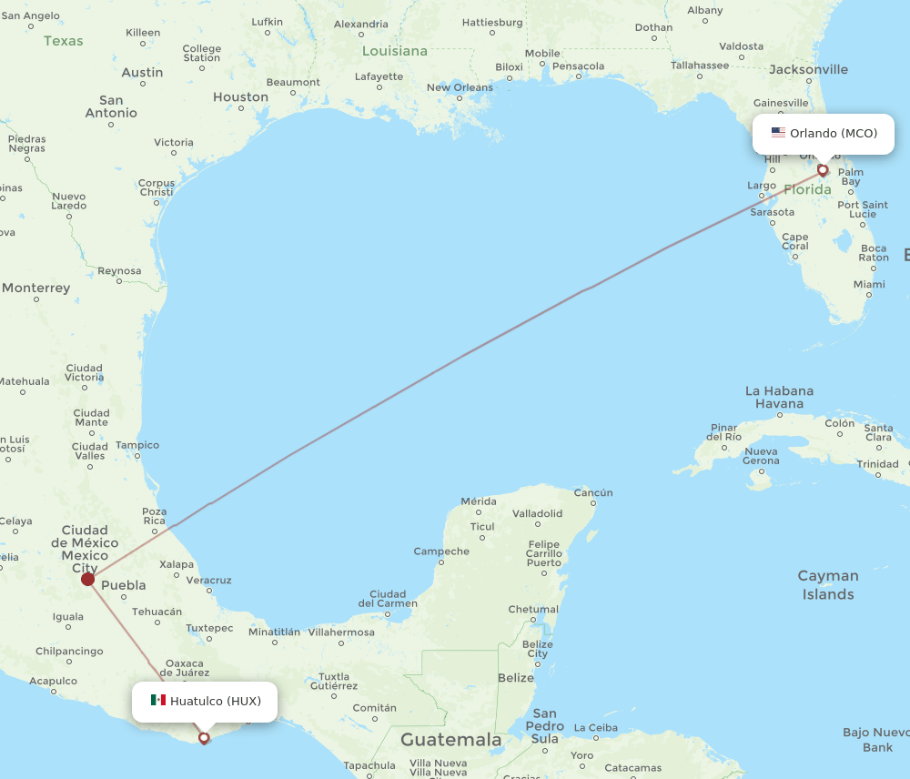 MCO to HUX flights and routes map