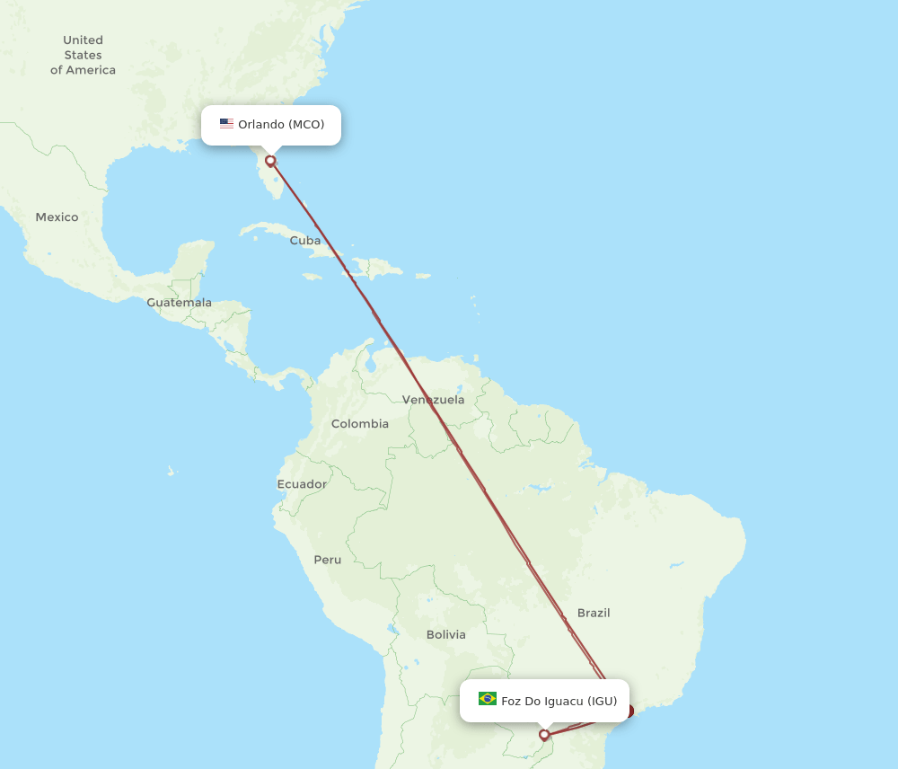 MCO-IGU flight routes