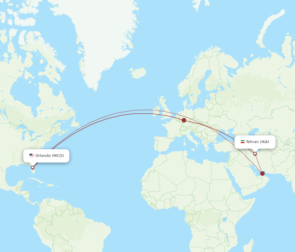 MCO-IKA flight routes