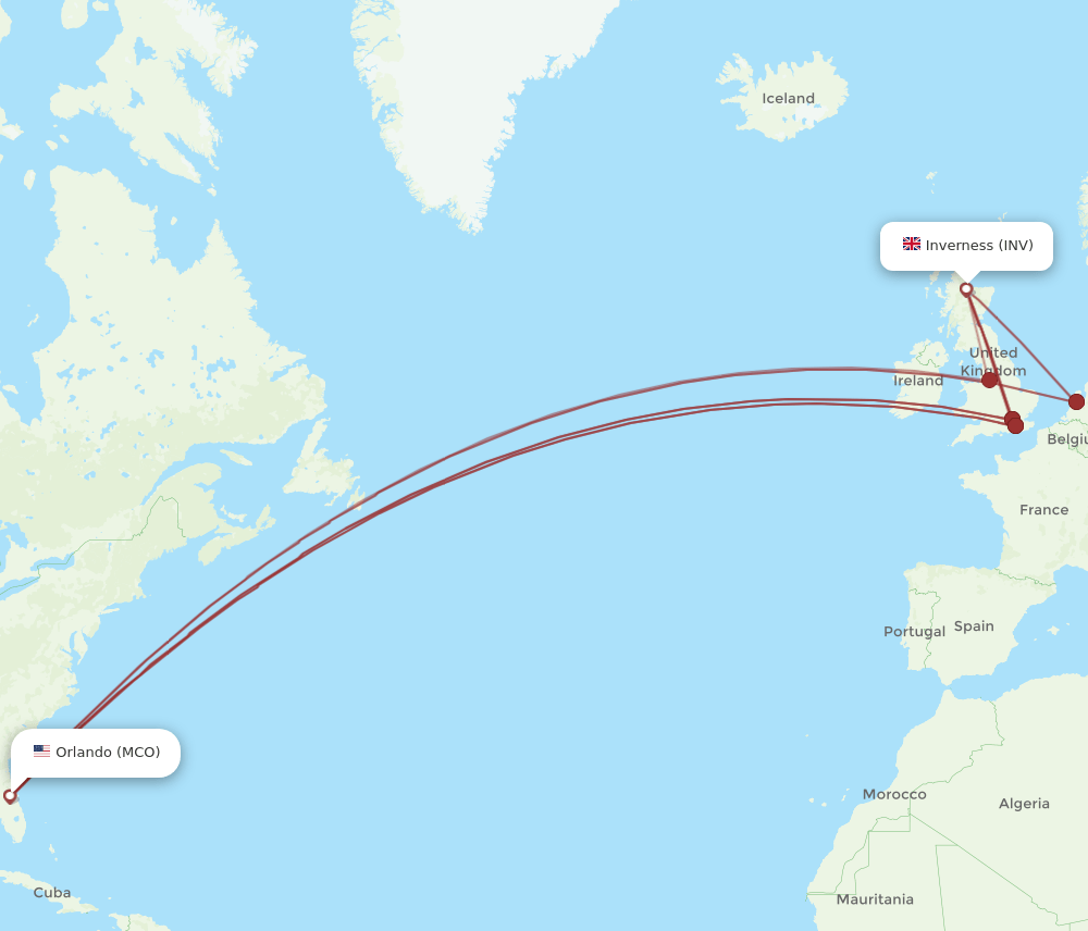 MCO-INV flight routes