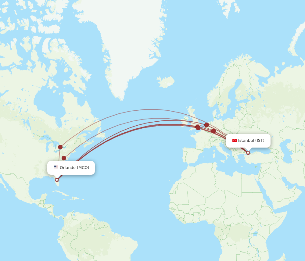 MCO-IST flight routes