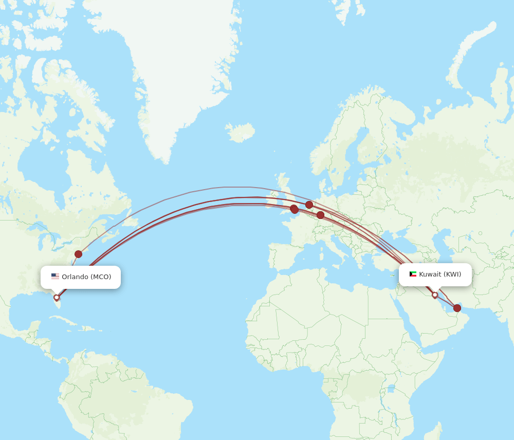 MCO-KWI flight routes