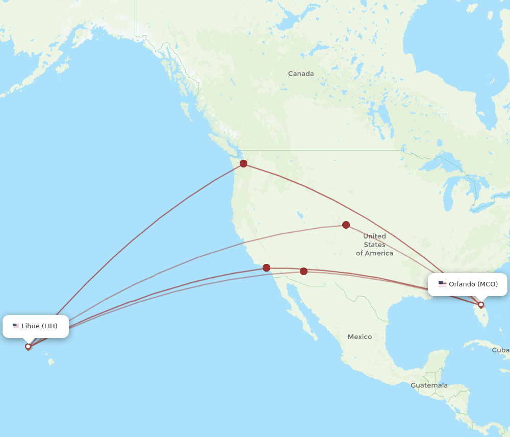 MCO-LIH flight routes