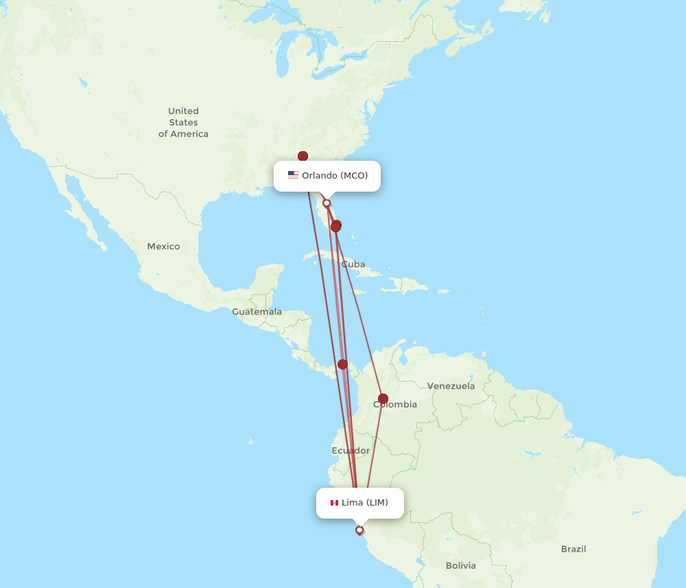 MCO-LIM flight routes