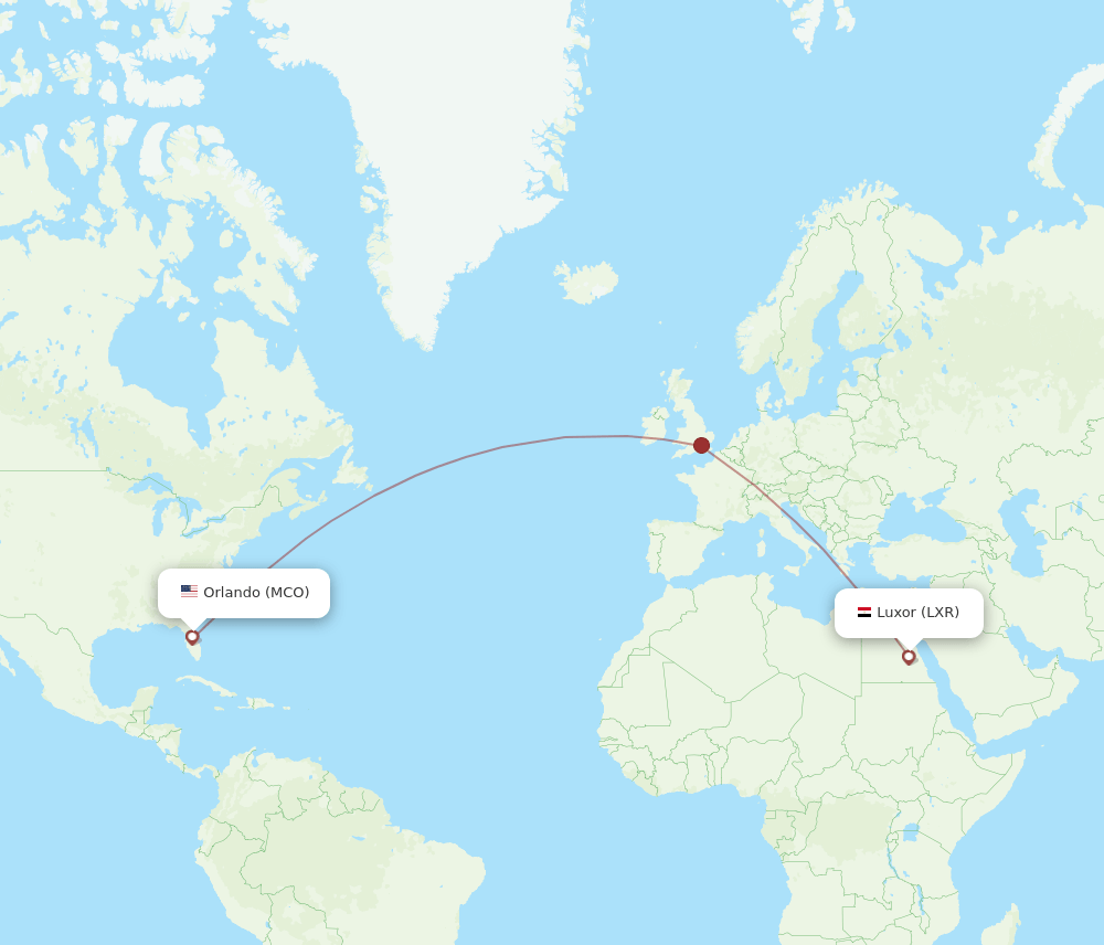 Luxor - Orlando route map and flight paths