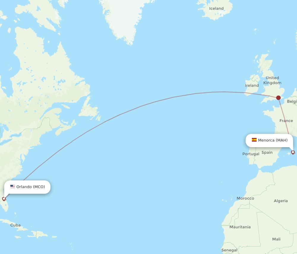 MCO-MAH flight routes