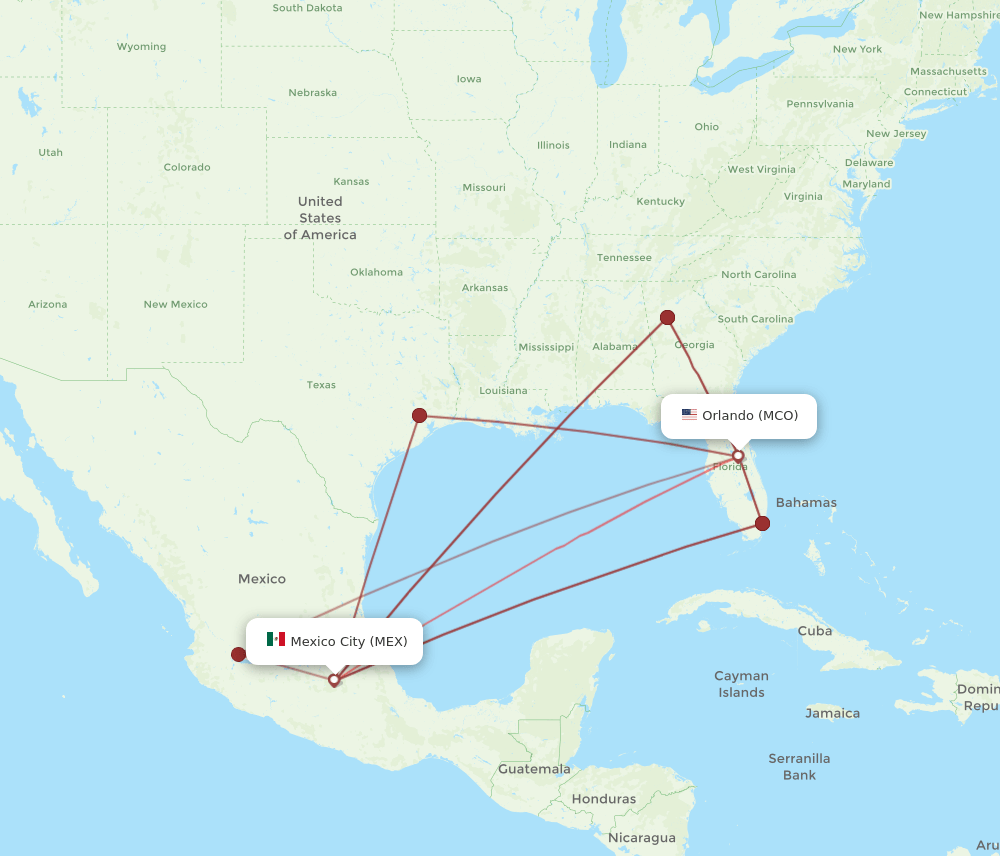 MCO-MEX flight routes
