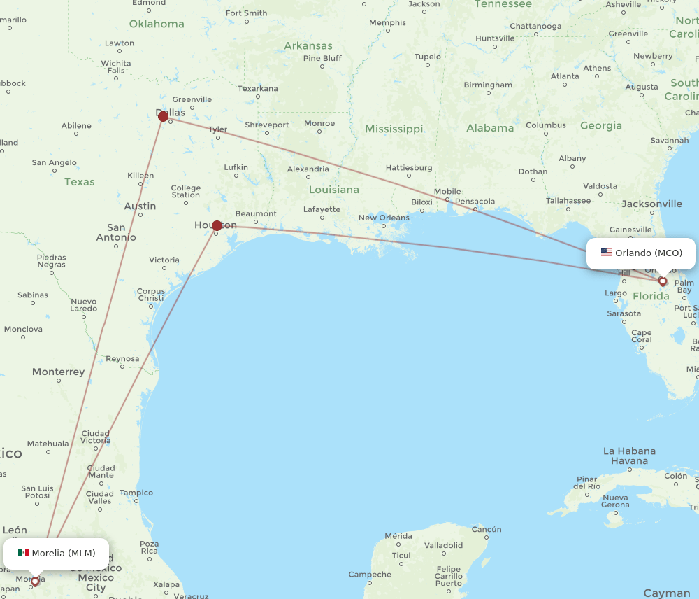 MCO-MLM flight routes