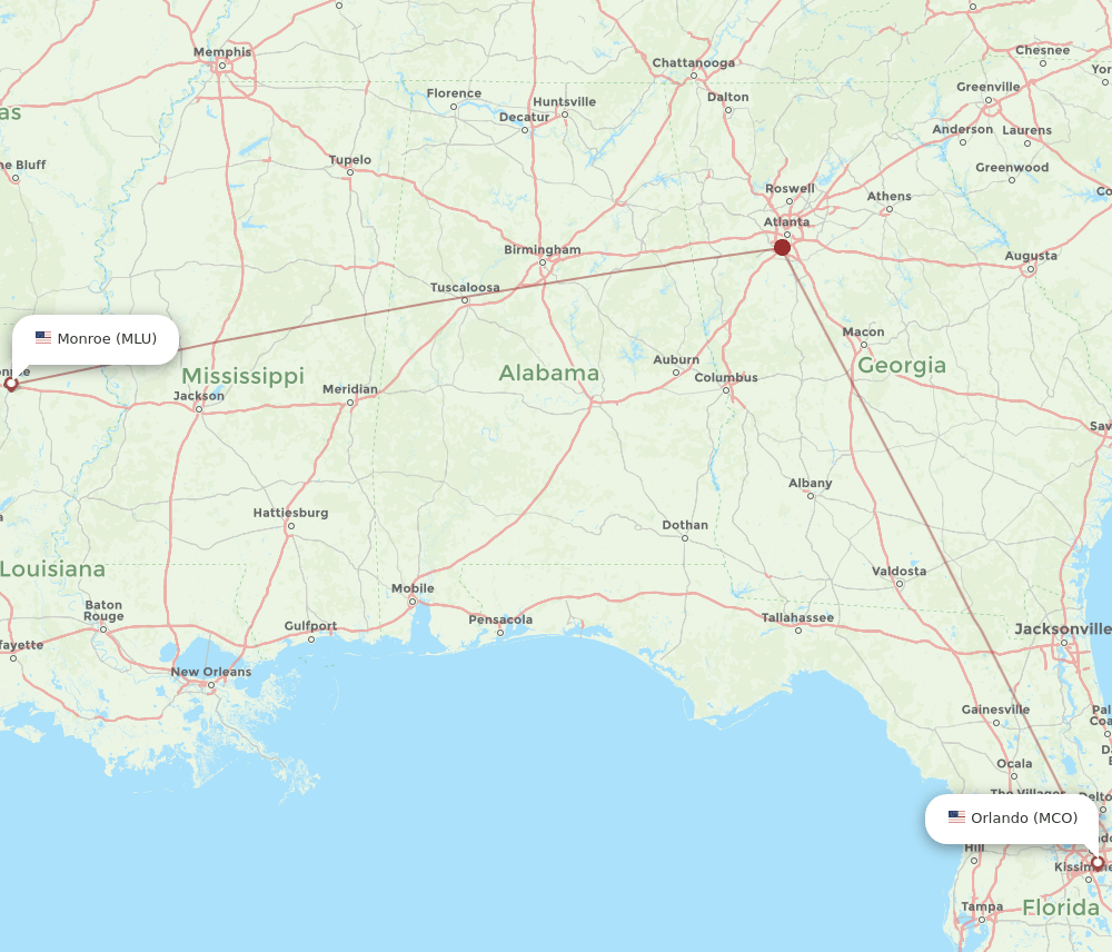 MCO-MLU flight routes