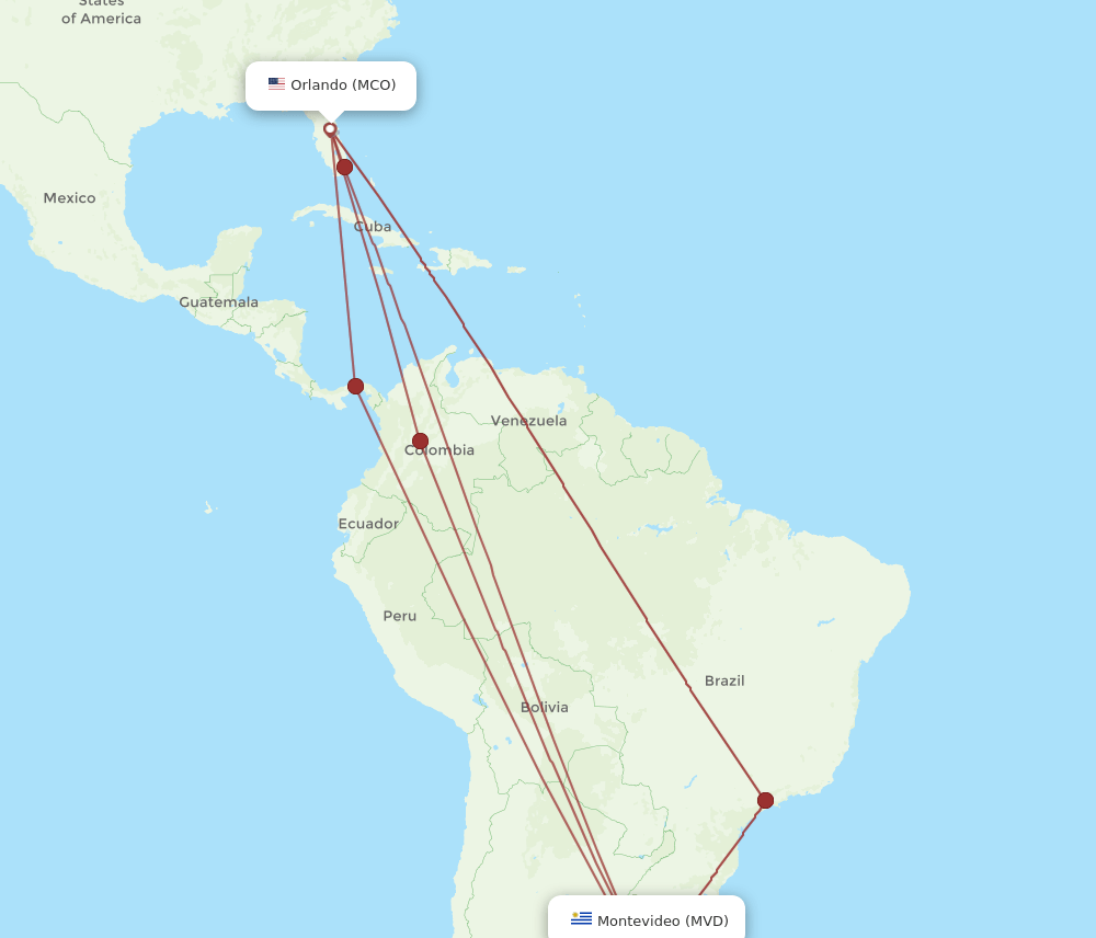 MCO-MVD flight routes