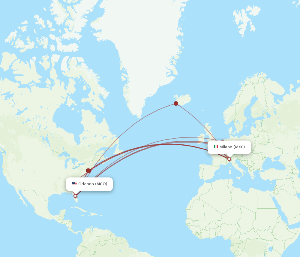 MCO-MXP flight routes