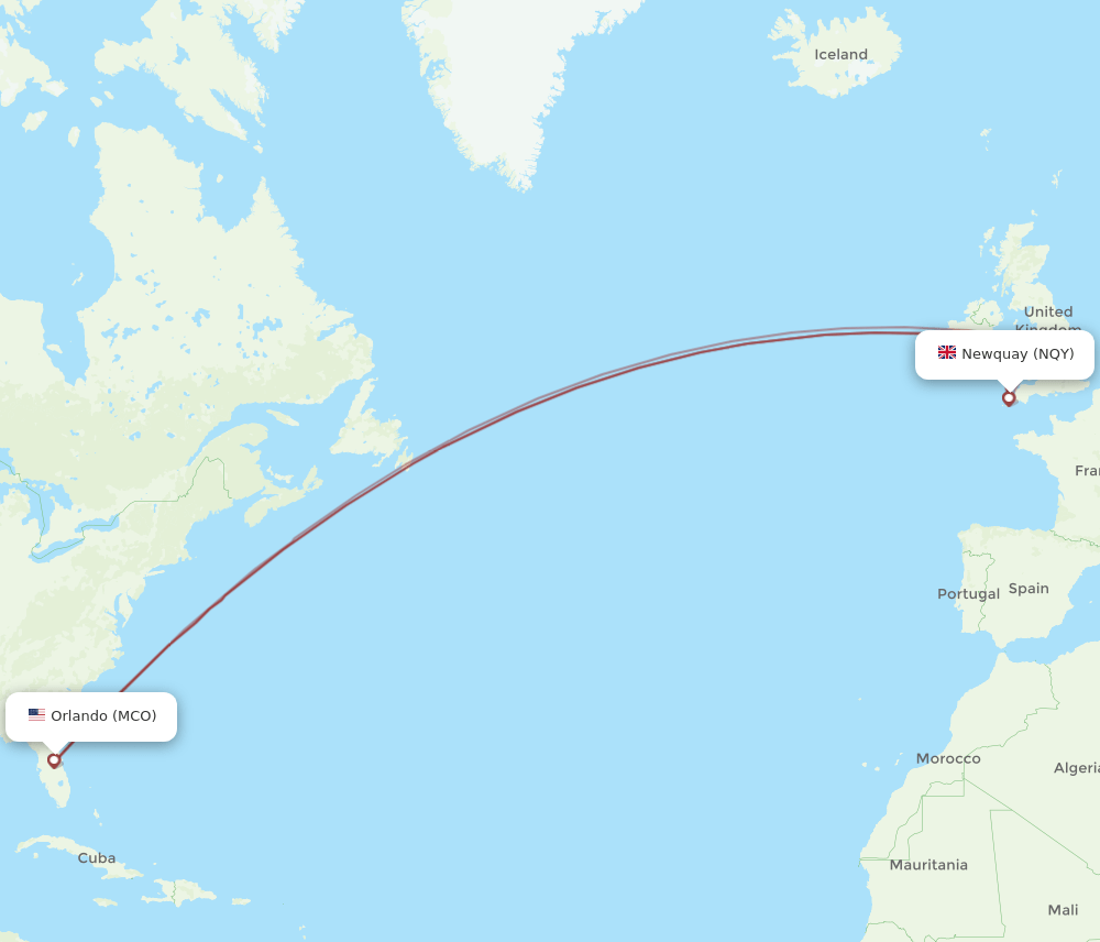 MCO-NQY flight routes