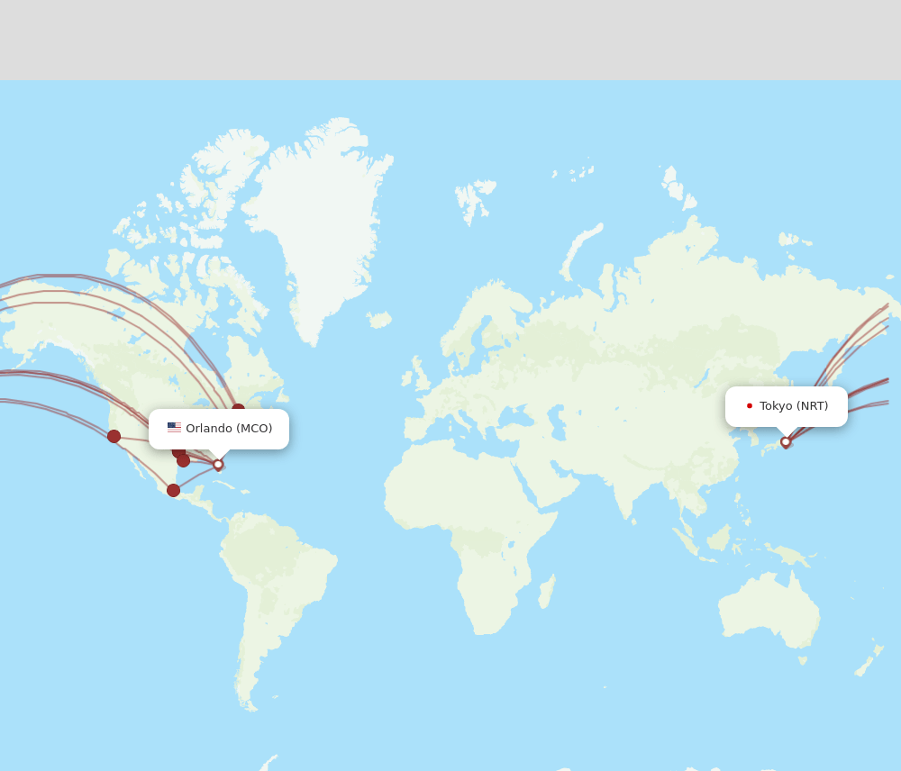 MCO-NRT flight routes