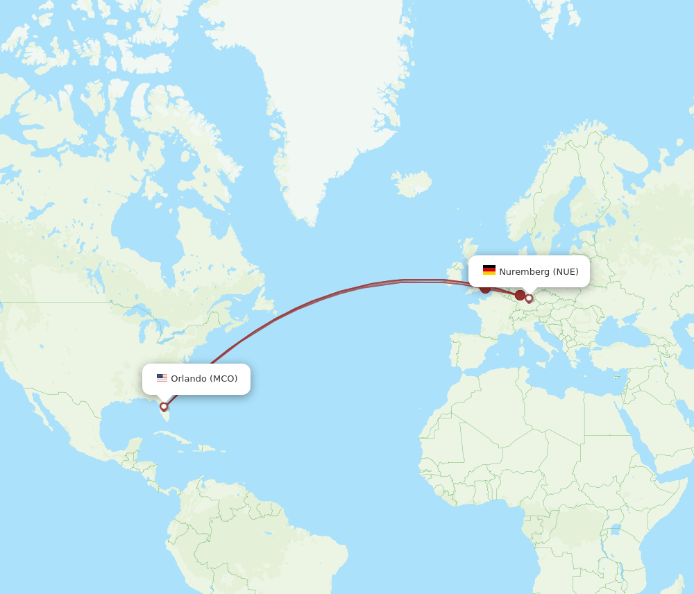MCO-NUE flight routes