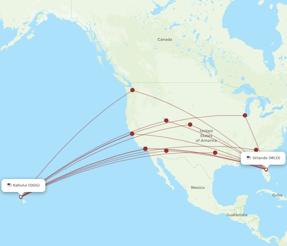 MCO-OGG flight routes