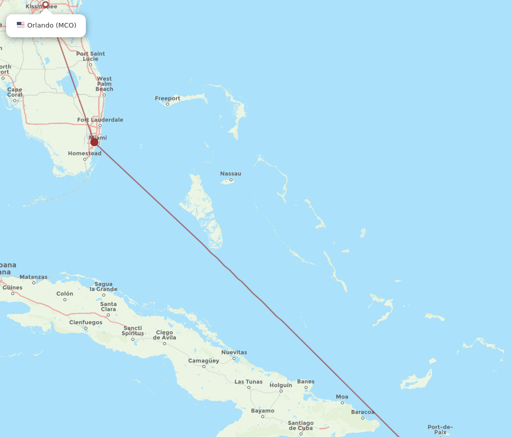 MCO-PAP flight routes