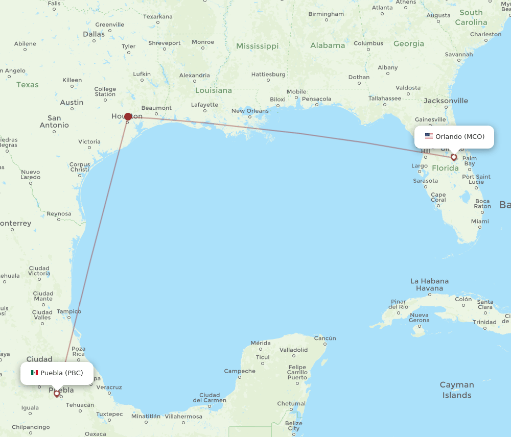 MCO-PBC flight routes