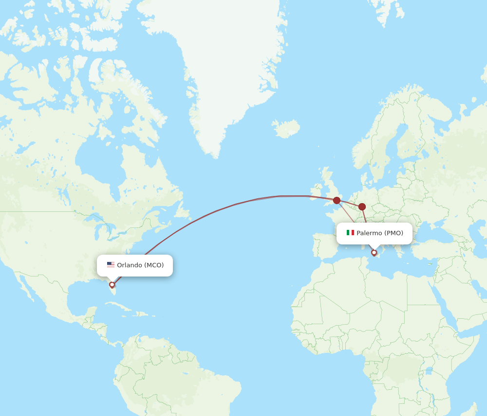 MCO-PMO flight routes