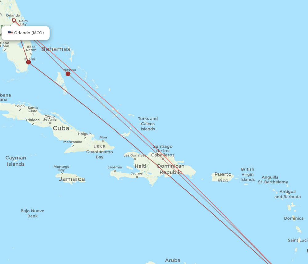 MCO-POS flight routes