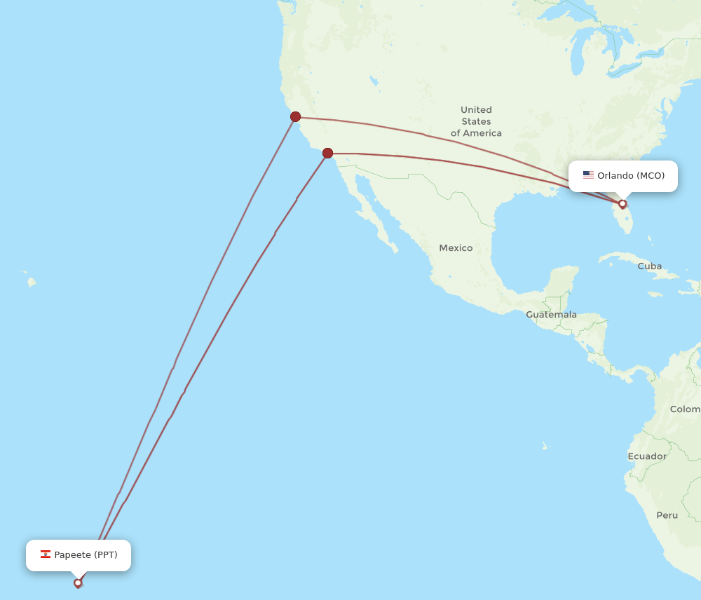 MCO-PPT flight routes