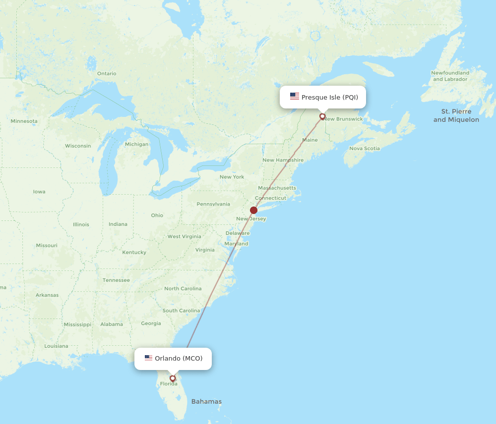 MCO-PQI flight routes