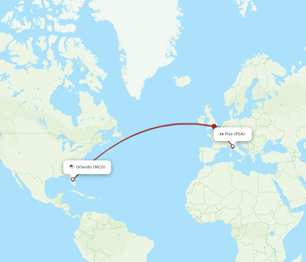 MCO-PSA flight routes