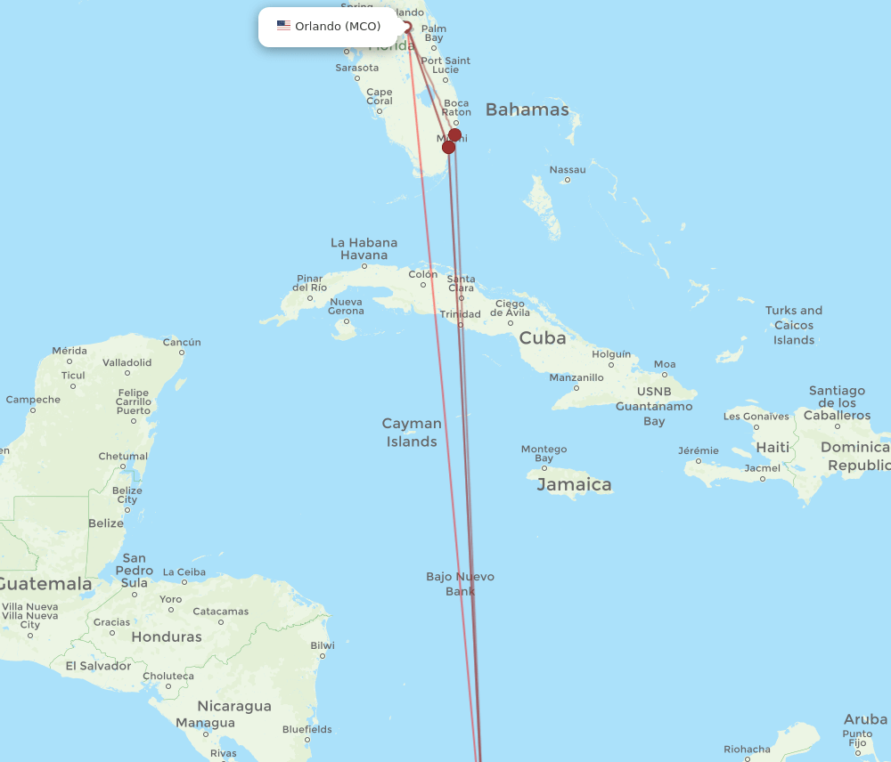MCO-PTY flight routes