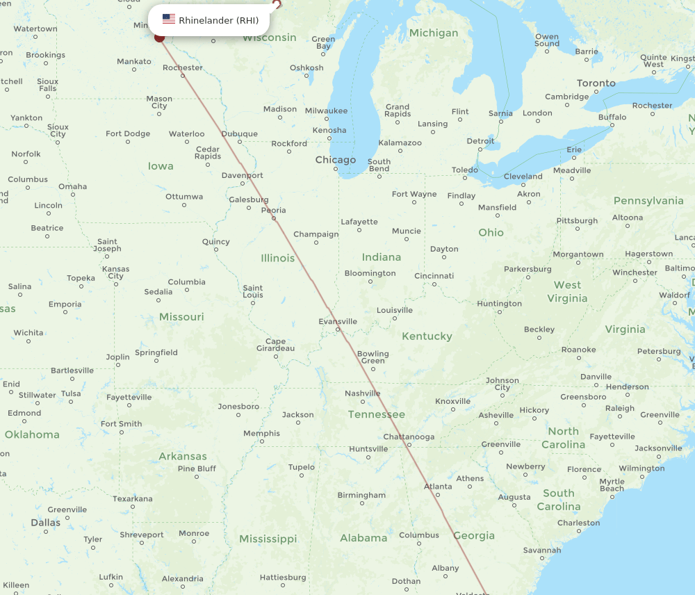 MCO-RHI flight routes
