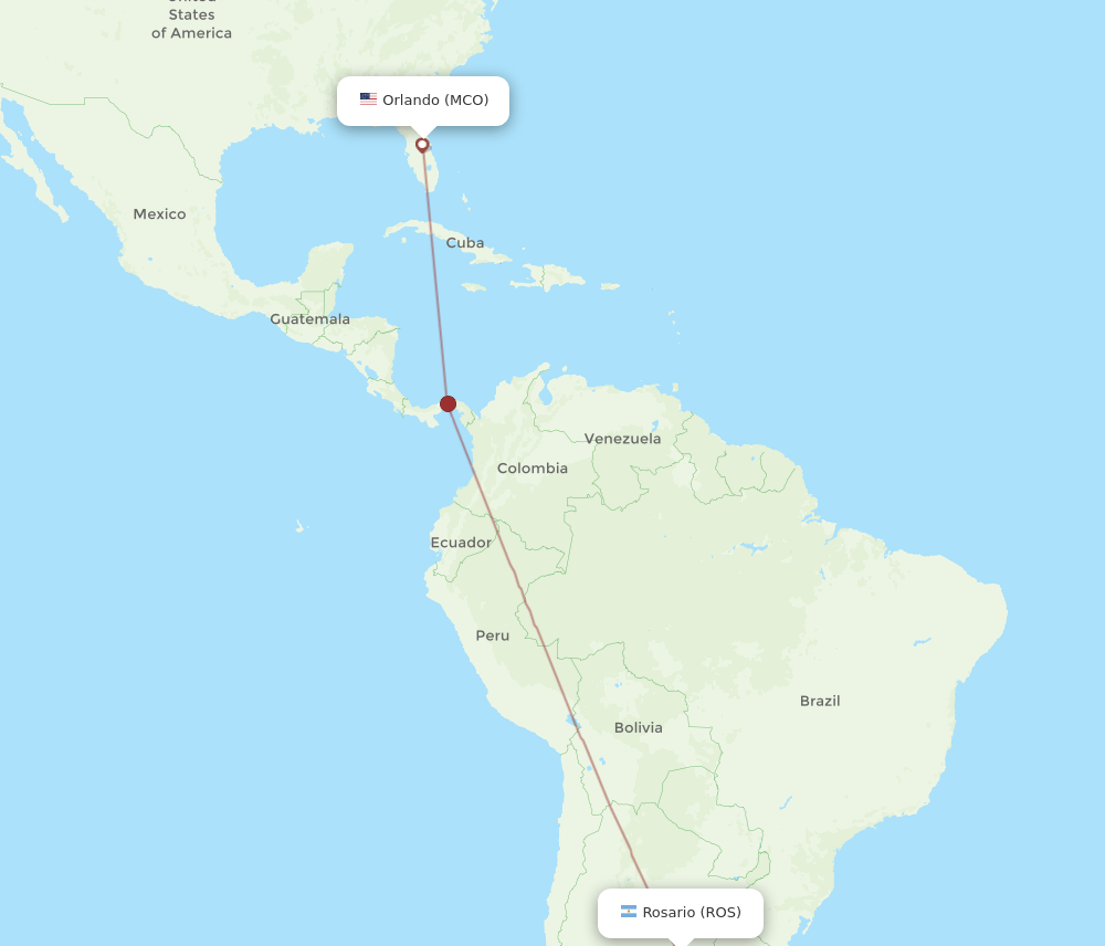 MCO to ROS flights and routes map